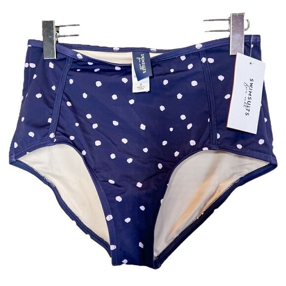 Swimsuits For All High Waisted Balconette Two-Piece Swimsuit in Purple Polkadot - Picture 6 of 7